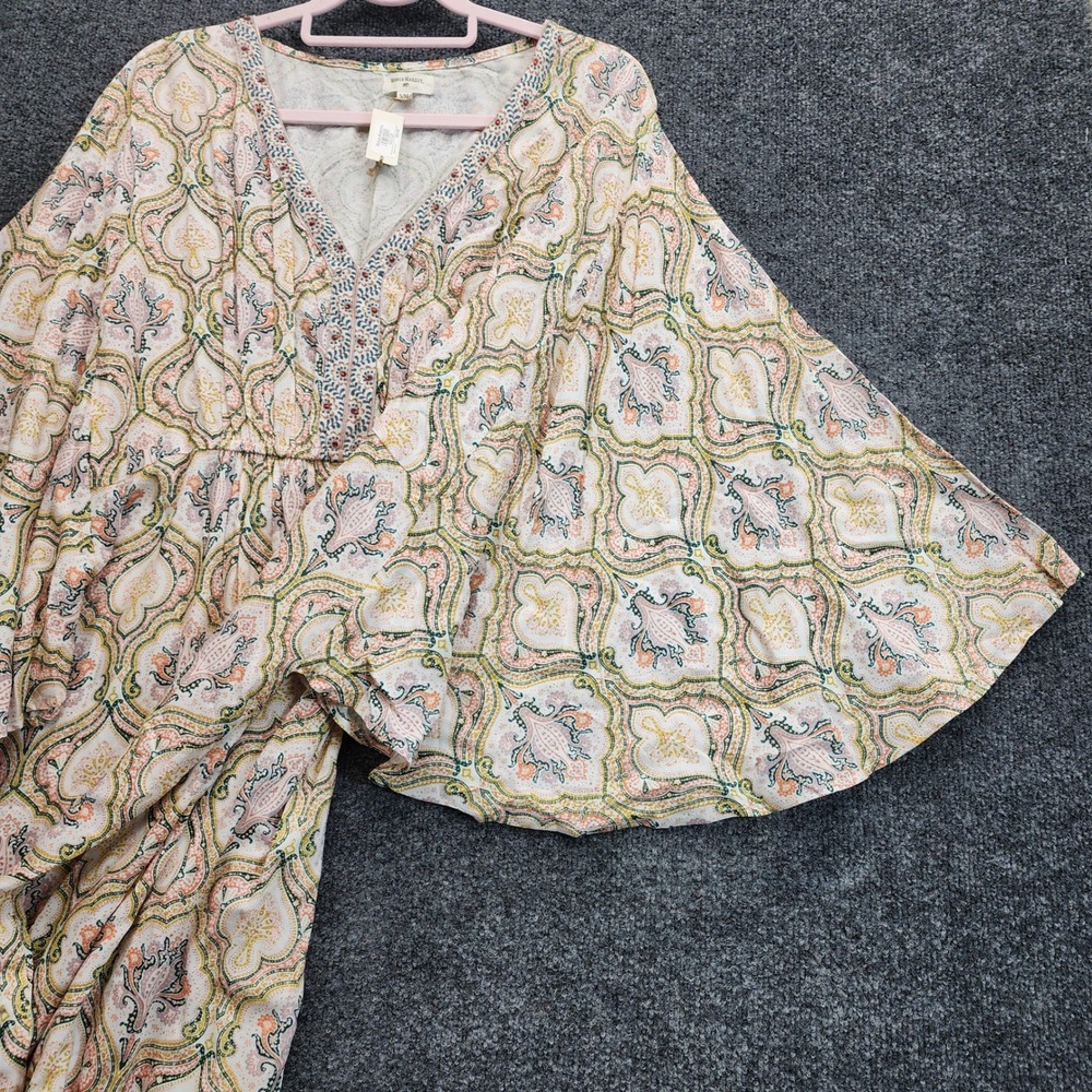 NWT World Market Womens Paisley Boho Hippie Festival Bell Sleeve Maxi Dress S/M - Picture 4 of 11